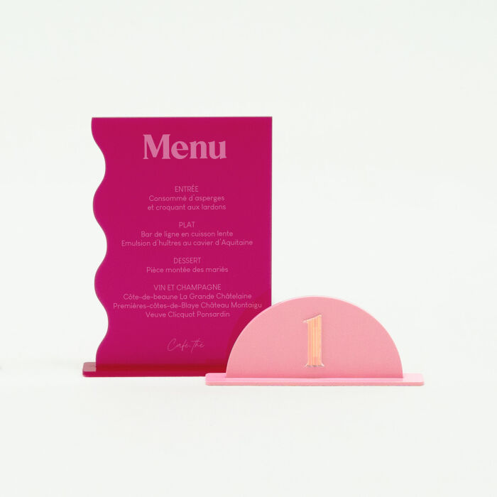 Menu personnalisé acrylique fuchsia 135x196 mm - Pop