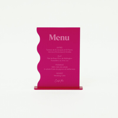 Menu personnalisé acrylique fuchsia 135x196 mm - Pop