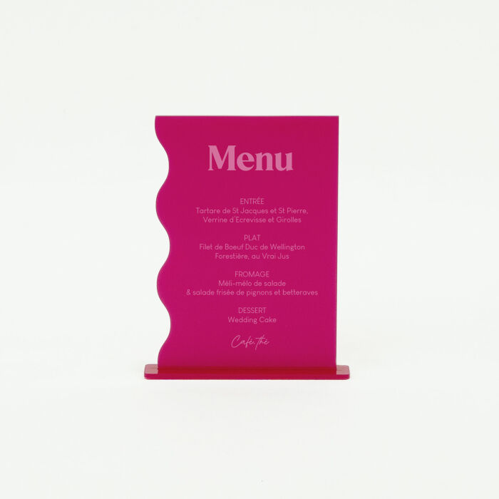 Menu personnalisé acrylique fuchsia 135x196 mm - Pop