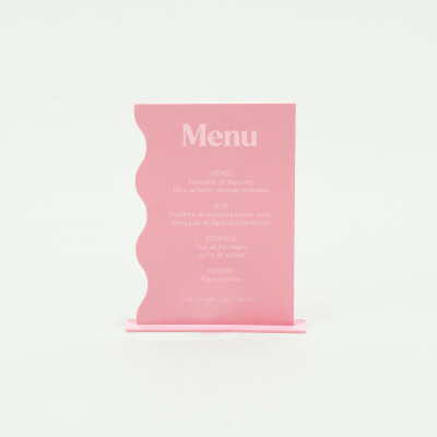 Menu personnalisé acrylique rose 135x196 mm - Pop