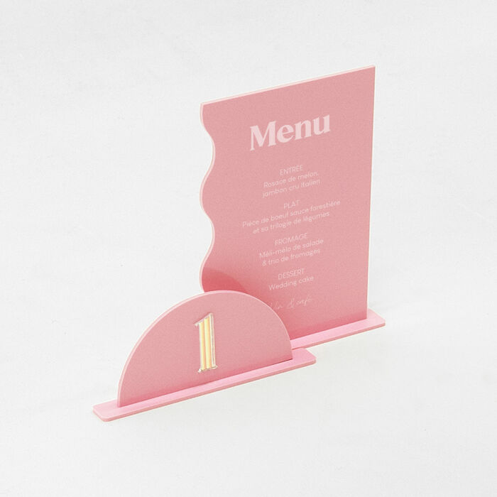 Menu personnalisé acrylique rose 135x196 mm - Pop