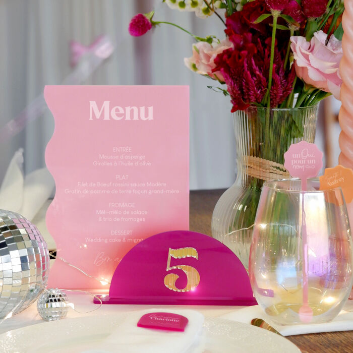 Menu personnalisé acrylique rose 135x196 mm - Pop