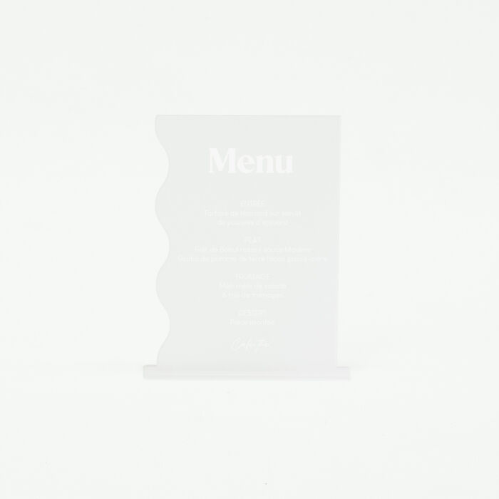 Menu personnalisé acrylique givré 135x196 mm - Pop