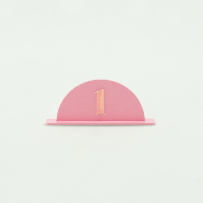Numéro de table personnalisé acrylique rose et acrylique iridescent 134x67 mm - Pop