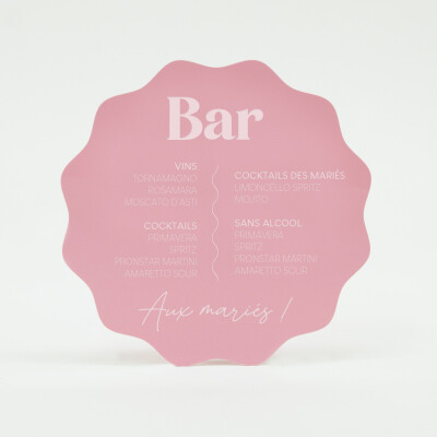 Signalétique bar personnalisée acrylique rose 40x40 cm - Pop