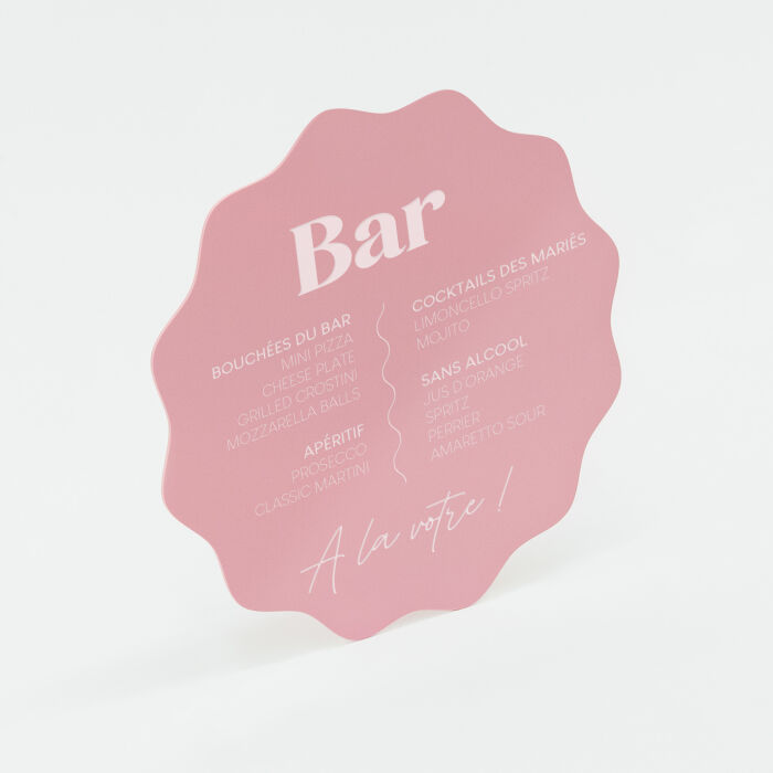 Signalétique bar personnalisée acrylique rose 40x40 cm - Pop