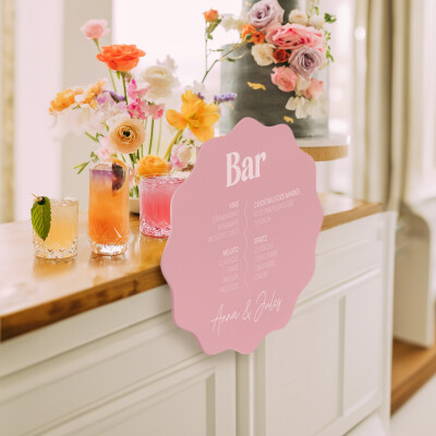 Signalétique bar personnalisée acrylique rose 40x40 cm - Pop