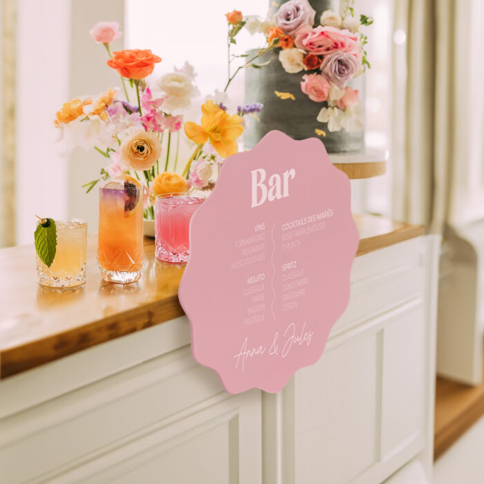 Signalétique bar personnalisée acrylique rose 40x40 cm - Pop