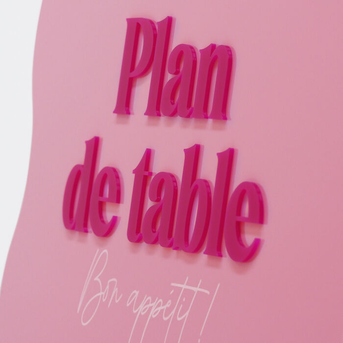 Plan de table personnalisé acrylique rose 594x900 mm - Pop