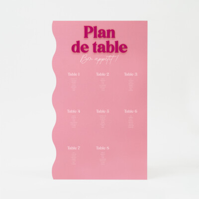 Plan de table personnalisé acrylique rose 594x900 mm - Pop