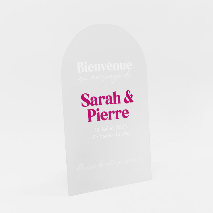 Panneau bienvenue personnalisé acrylique givré 585x980 mm - Pop