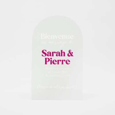 Panneau bienvenue personnalisé acrylique givré 585x980 mm - Pop