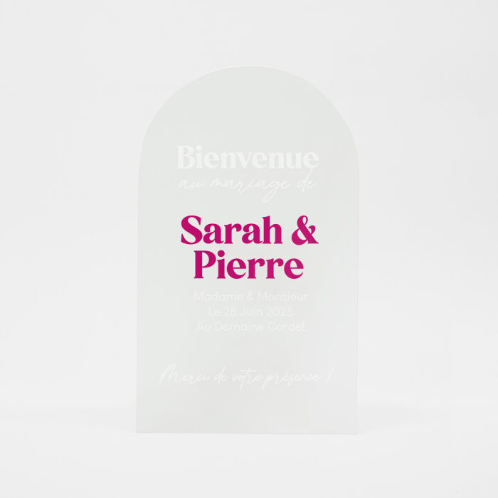 Panneau bienvenue personnalisé acrylique givré 585x980 mm - Pop