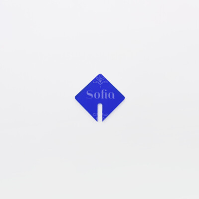 Marque-verre personnalisé prénoms invités acrylique bleu givré 3,5x3,8 cm - Blue Mediterraneo