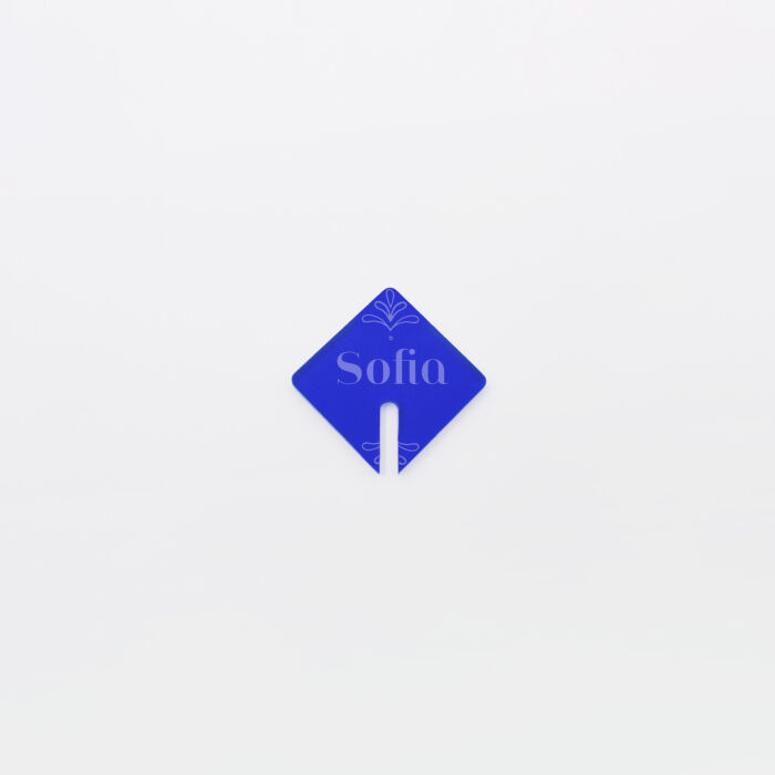 Marque-verre personnalisé prénoms invités acrylique bleu givré 3,5x3,8 cm - Blue Mediterraneo