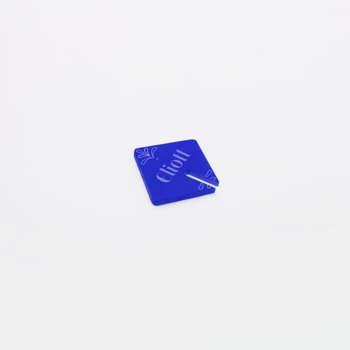 Marque-verre personnalisé prénoms invités acrylique bleu givré 3,5x3,8 cm - Blue Mediterraneo