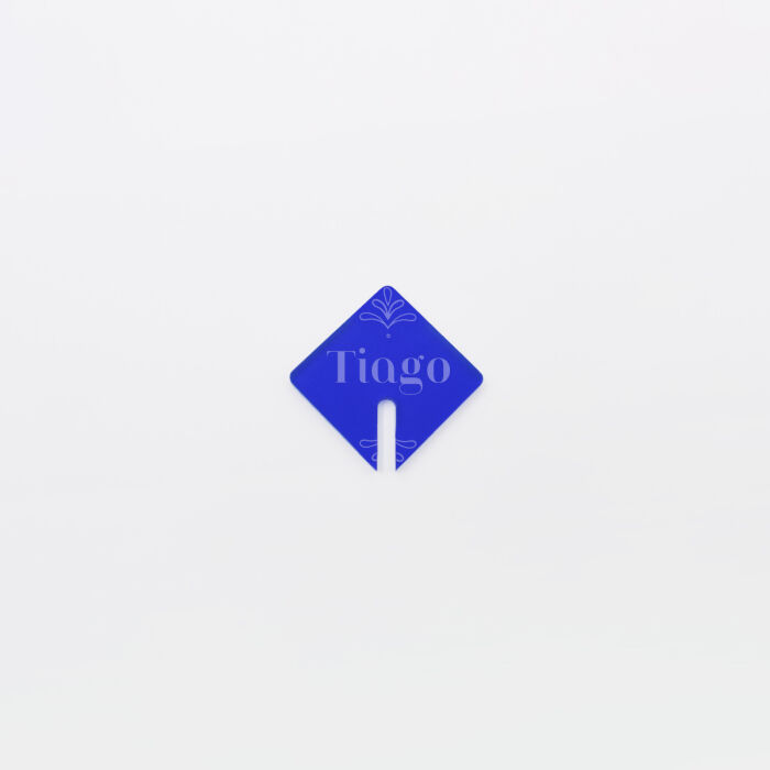 Marque-verre personnalisé prénoms invités acrylique bleu givré 3,5x3,8 cm - Blue Mediterraneo