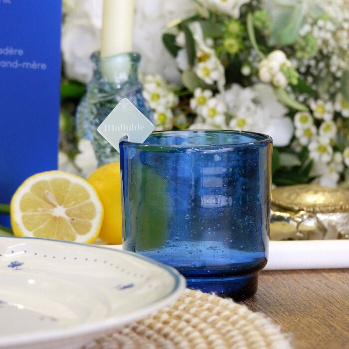 Marque-verre personnalisé prénoms invités acrylique ciel givré 3,5x3,8 cm - Blue Mediterraneo