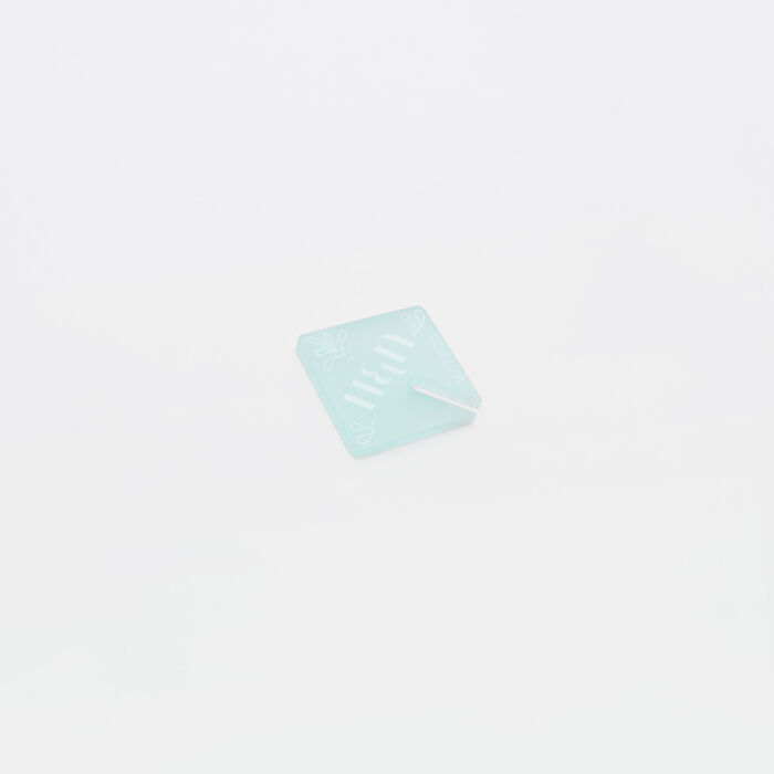 Marque-verre personnalisé initiales mariés acrylique ciel givré 3,5x3,8 cm - Blue Mediterraneo