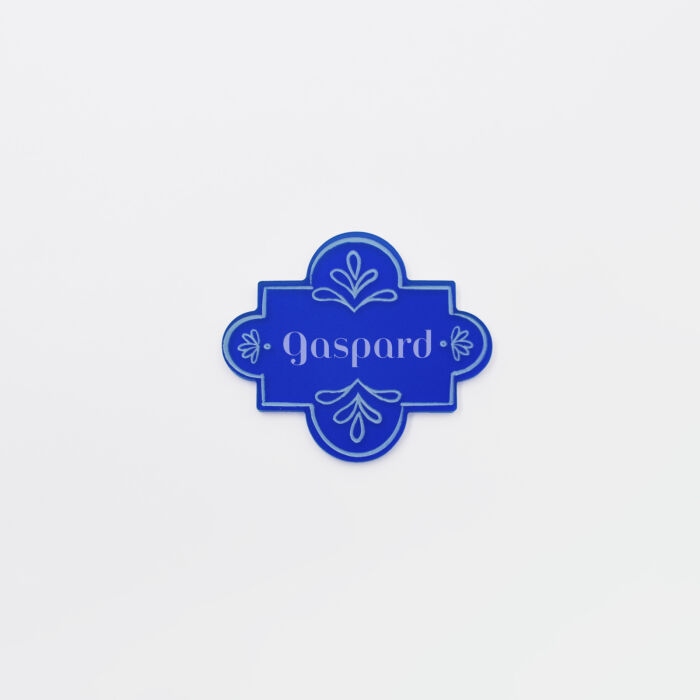 Marque-place personnalisé acrylique bleu givré 6,5x5,6 cm - Blue Mediterraneo