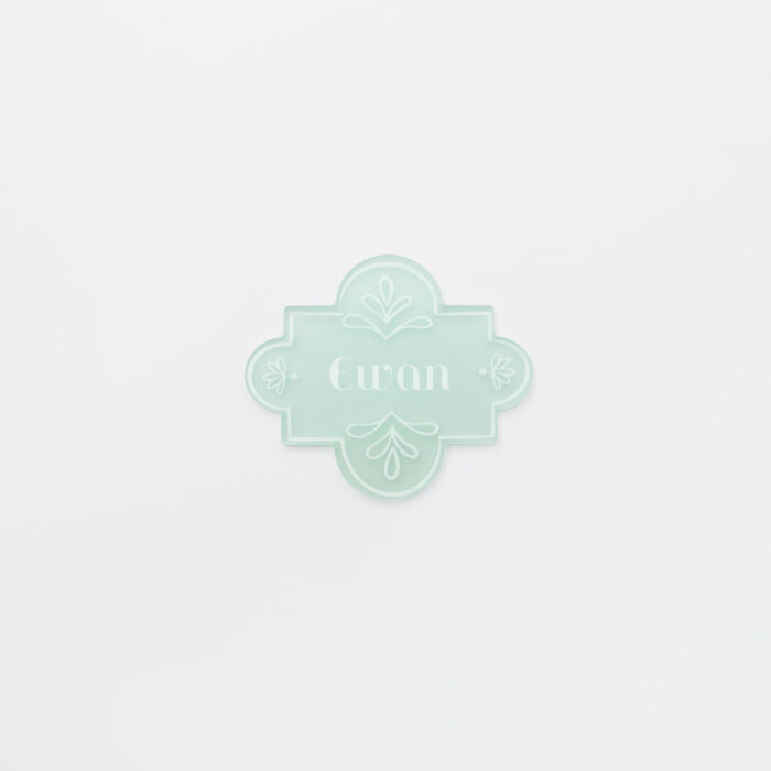 Marque-place personnalisé acrylique ciel givré 6,5x5,6 cm - Blue Mediterraneo