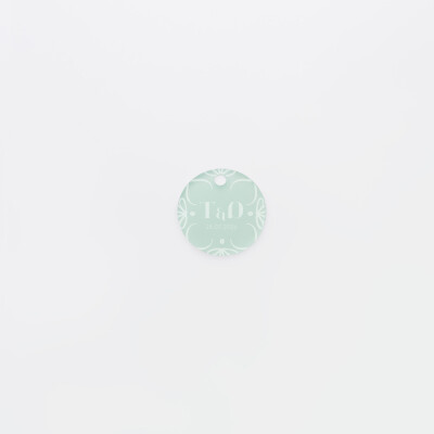 Etiquette cadeau personnalisée initiales mariés acrylique ciel givré 3,5x3,5 cm - Blue Mediterraneo