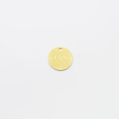 Etiquette cadeau personnalisée initiales mariés acrylique jaune pastel 3,5x3,5 cm - Blue Mediterraneo