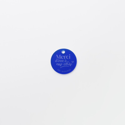 Etiquette cadeau personnalisée illustration acrylique bleu givré 3,5x3,5 cm - Blue Mediterraneo