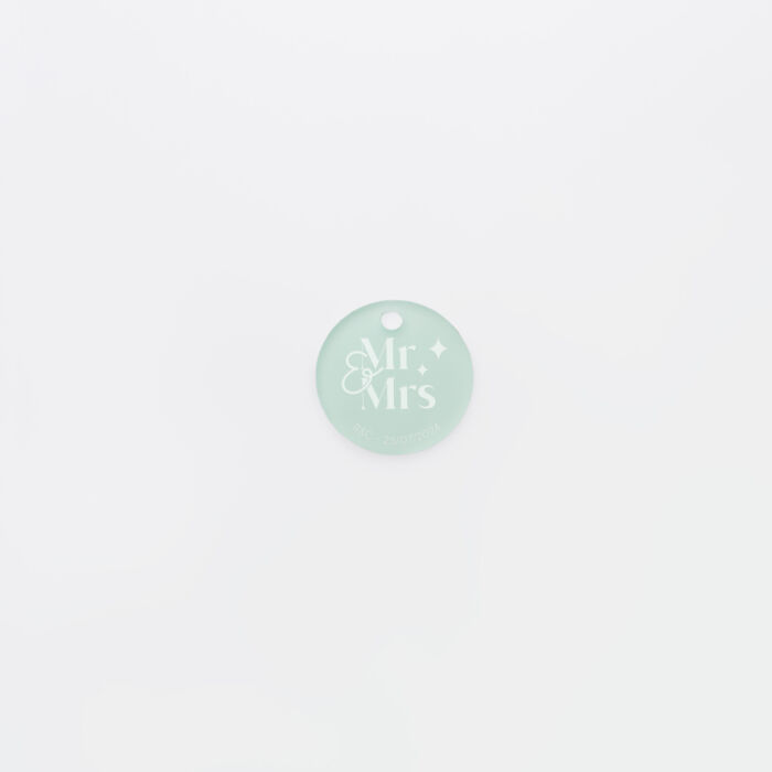 Etiquette cadeau personnalisée illustration acrylique ciel givré 3,5x3,5 cm - Blue Mediterraneo