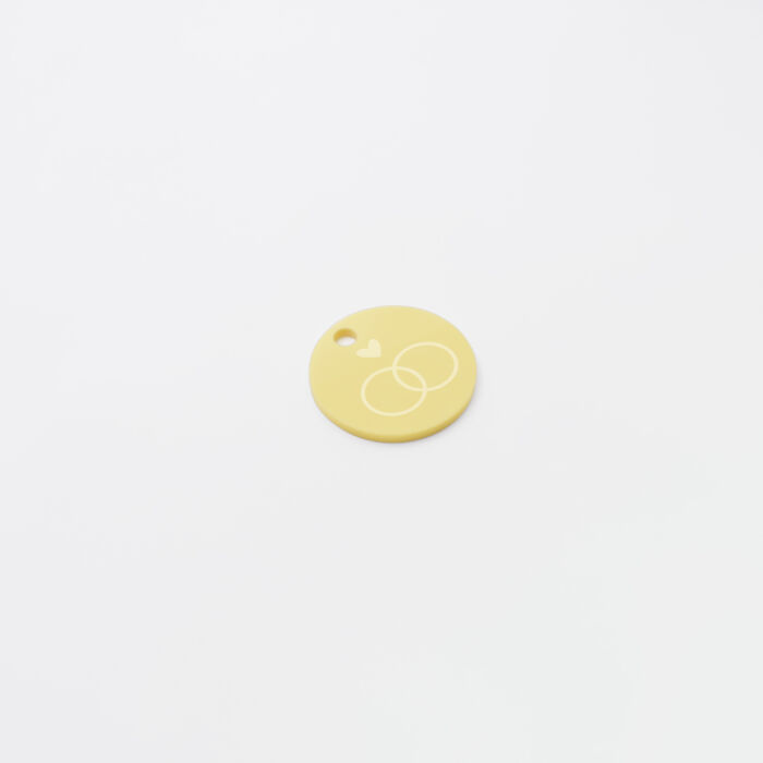 Etiquette cadeau personnalisée illustration acrylique jaune pastel 3,5x3,5 cm - Blue Mediterraneo