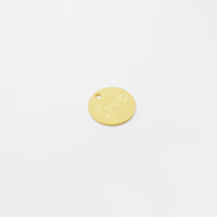 Etiquette cadeau personnalisée illustration acrylique jaune pastel 3,5x3,5 cm - Blue Mediterraneo