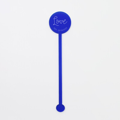 Touillette illustrée mariage acrylique bleu givré 3x16 cm - Blue Mediterraneo