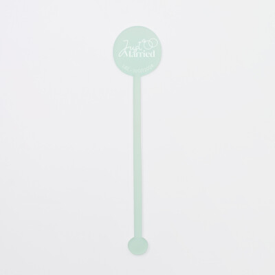 Touillette illustrée mariage acrylique ciel givré 3x16 cm - Blue Mediterraneo