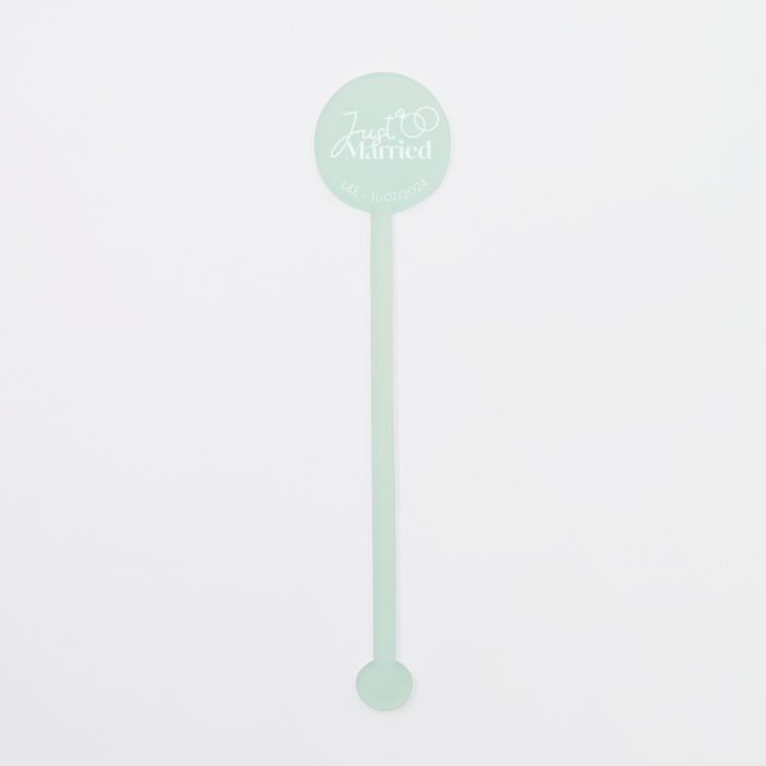 Touillette illustrée mariage acrylique ciel givré 3x16 cm - Blue Mediterraneo