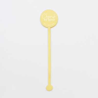 Touillette illustrée mariage acrylique jaune pastel 3x16 cm - Blue Mediterraneo