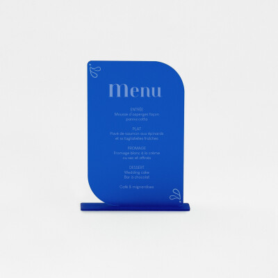 Menu personnalisé acrylique bleu givré 13x20 cm - Blue Mediterraneo