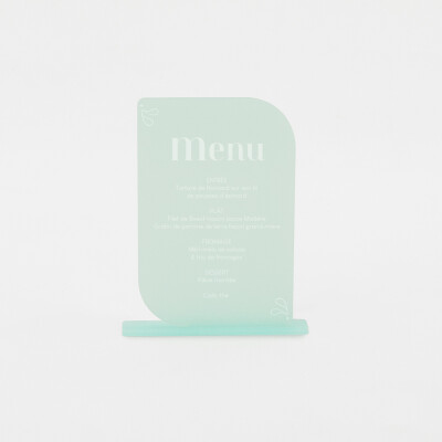 Menu personnalisé acrylique ciel givré 13x20 cm - Blue Mediterraneo
