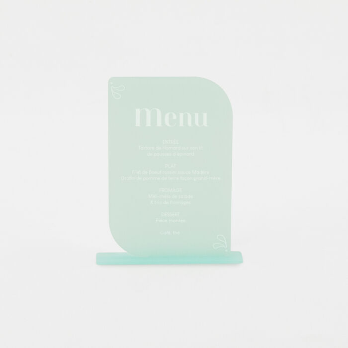 Menu personnalisé acrylique ciel givré 13x20 cm - Blue Mediterraneo
