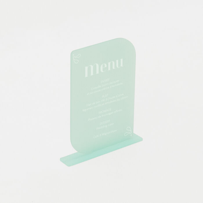 Menu personnalisé acrylique ciel givré 13x20 cm - Blue Mediterraneo