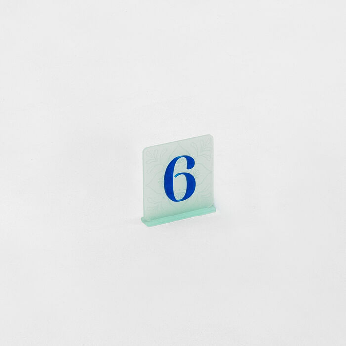 Numéro de table acrylique coloré 13x7 cm - Blue Mediterraneo