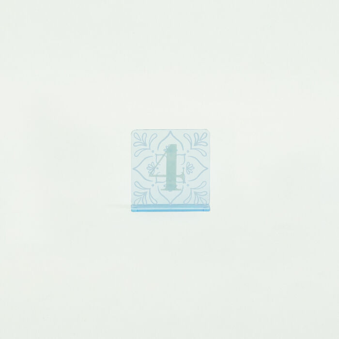 Numéro de table acrylique coloré 13x7 cm - Blue Mediterraneo