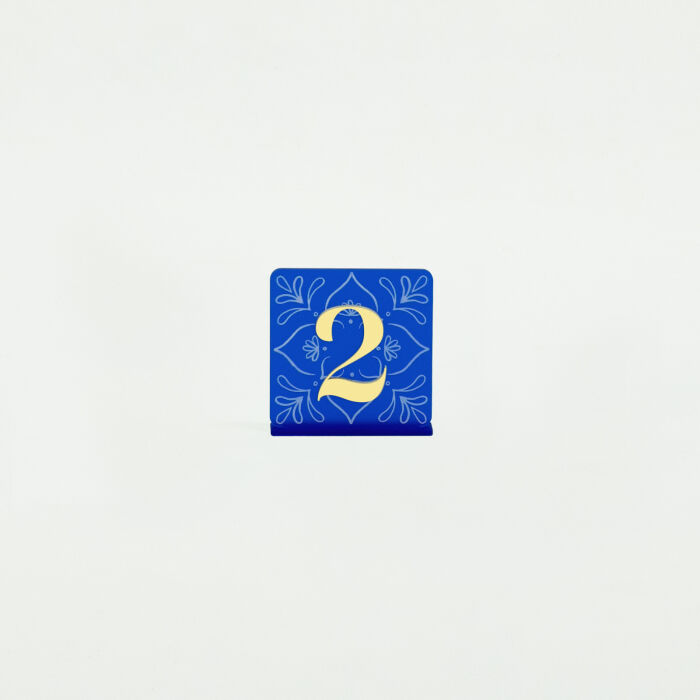 Numéro de table acrylique coloré 13x7 cm - Blue Mediterraneo