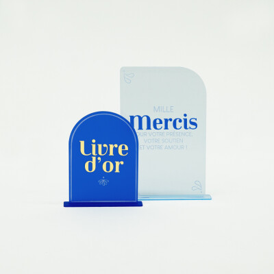 Ensemble de panneaux Livre d'or et Merci - Blue Mediterraneo