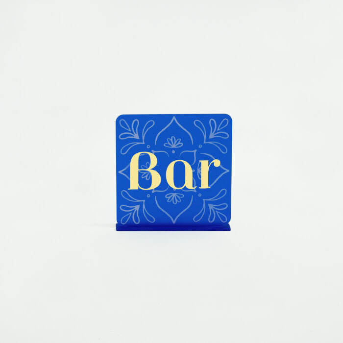 Signalétique bar acrylique bleu givré 20x20 cm - Blue Mediterraneo