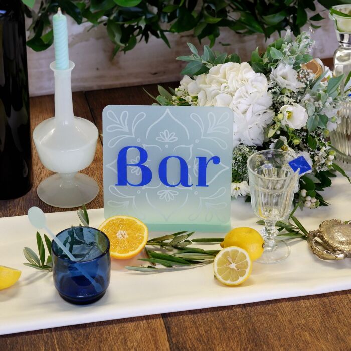 Signalétique bar acrylique ciel givré 20x20 cm - Blue Mediterraneo