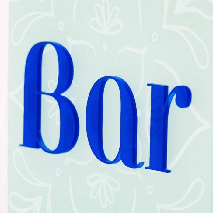 Signalétique bar acrylique ciel givré 20x20 cm - Blue Mediterraneo