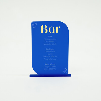 Signalétique bar personnalisée acrylique bleu givré 23x35 cm - Blue Mediterraneo