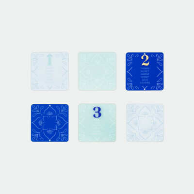 Plan de table à composer personnalisé acrylique coloré 17x17 cm - Blue Mediterraneo
