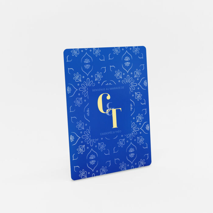 Panneau bienvenue personnalisé acrylique bleu givré 59x78 cm - Blue Mediterraneo