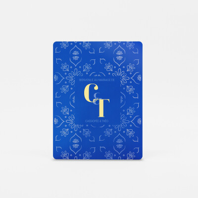 Panneau bienvenue personnalisé acrylique bleu givré 59x78 cm - Blue Mediterraneo